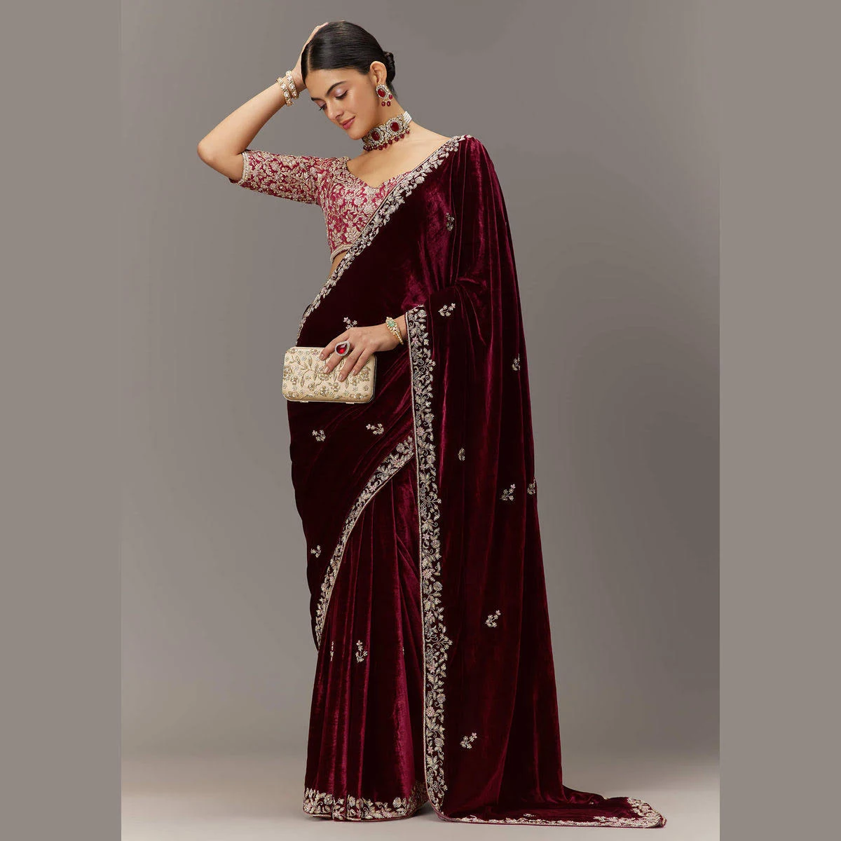 Burgundy Festive Saree
